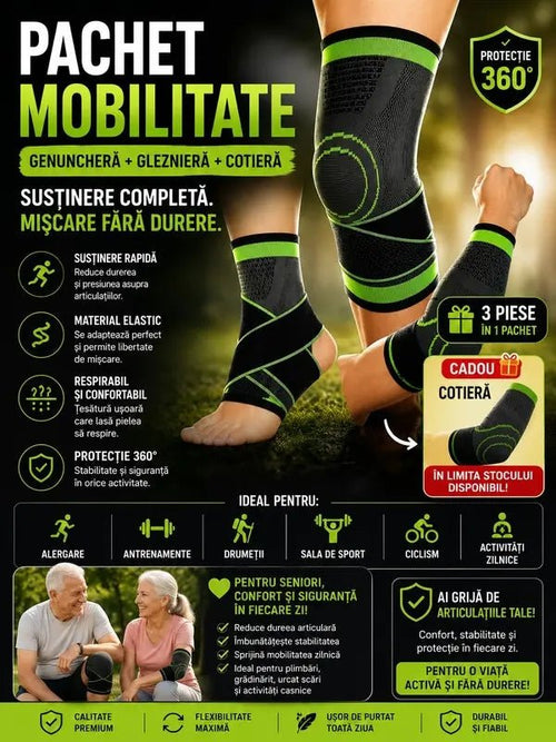 Pachet Mobilitate 3 în 1: Susținere Completă pentru Genunchi, Gleznă și Cot - UrbanMint