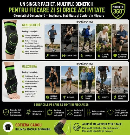 Pachet Mobilitate 3 în 1: Susținere Completă pentru Genunchi, Gleznă și Cot - UrbanMint