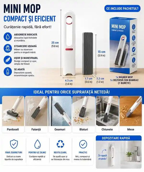 Mini Mop cu Stoarcere Automată - UrbanMint