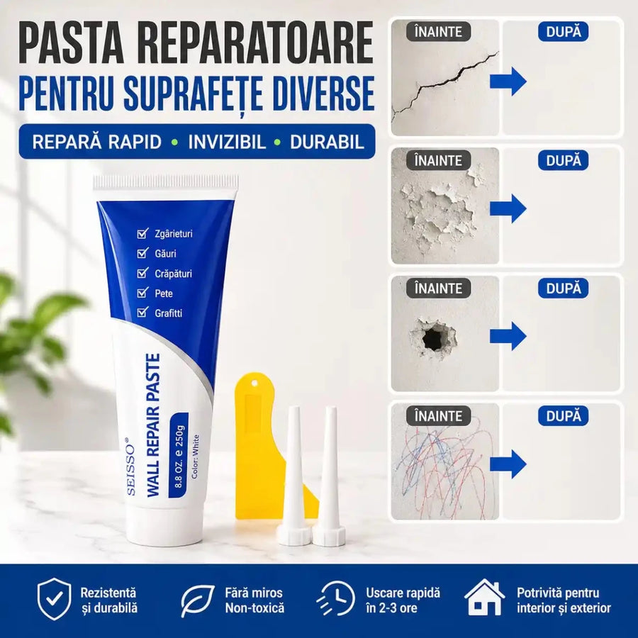 Kit Profesional pentru Reparații Rapide (Pastă, Spatulă, Dozator și Șmirghel)