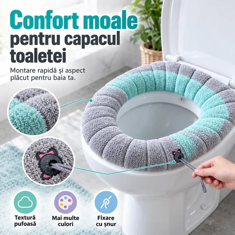 Husă pufoasă pentru capacul toaletei (2+1 GRATIS)